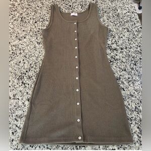 Pink Lily Taupe Ribbed Dress